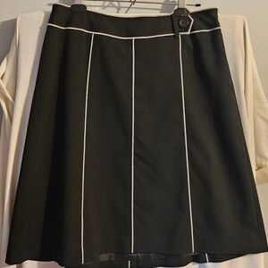 Ann Taylor A-line Black Skirt with White Pinstripes, Size 8